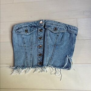 Zara Denim Button-Up Corset Top